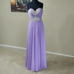 Sherri Hill Women's Strapless Rhinestone Chiffon Evening Dresses In Purple SZ 2